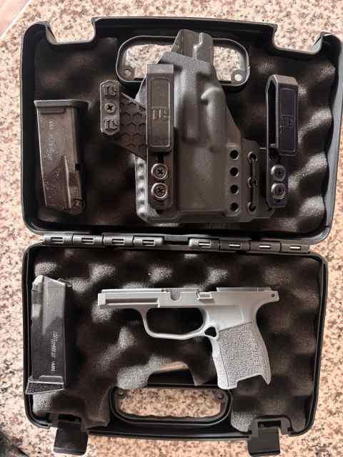 Multiple P365 holsters, grip module, mags